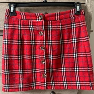 Anna Cai plaid button down skirt